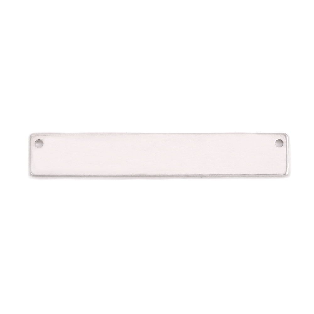 Metal Stamping Blanks Sterling Silver Rectangle Bar with Holes, 38mm (1.50") x 6.4mm (.25"), 20g